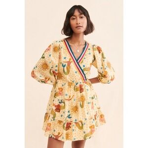 Farm Rio x Anthropologie Mermaid Print Wrap Mini‎ Dress